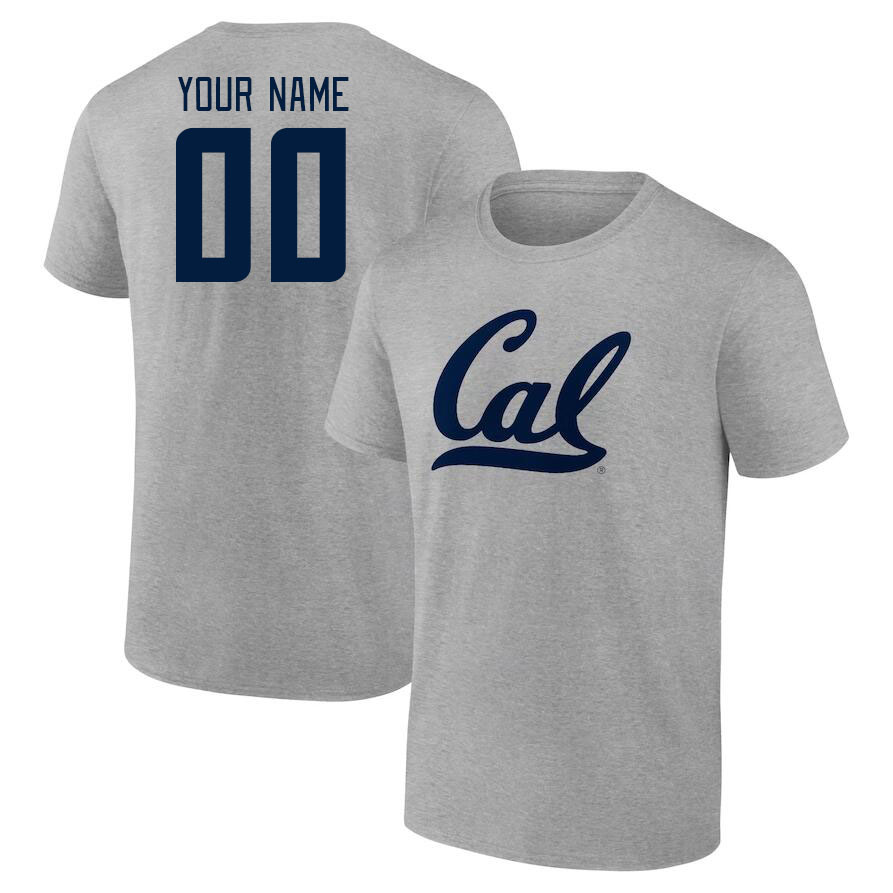 Custom Cal Bears Name And Number College Tshirt-Gray - Click Image to Close